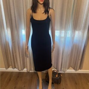 Casual Black Sleeveless Midi Dress